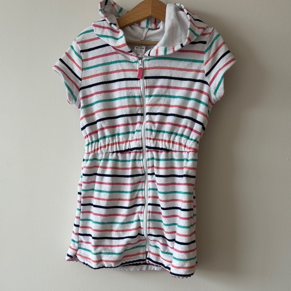 Carter's Striped Kids Swim Coverup - White, Pink, Green, Black - Picture 1 of 2